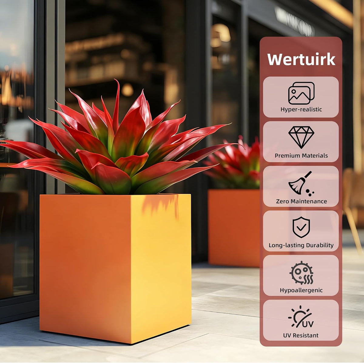 Wertuirk 22 Inch Artificial Agave Plant Outdoor UV Resistant, Red