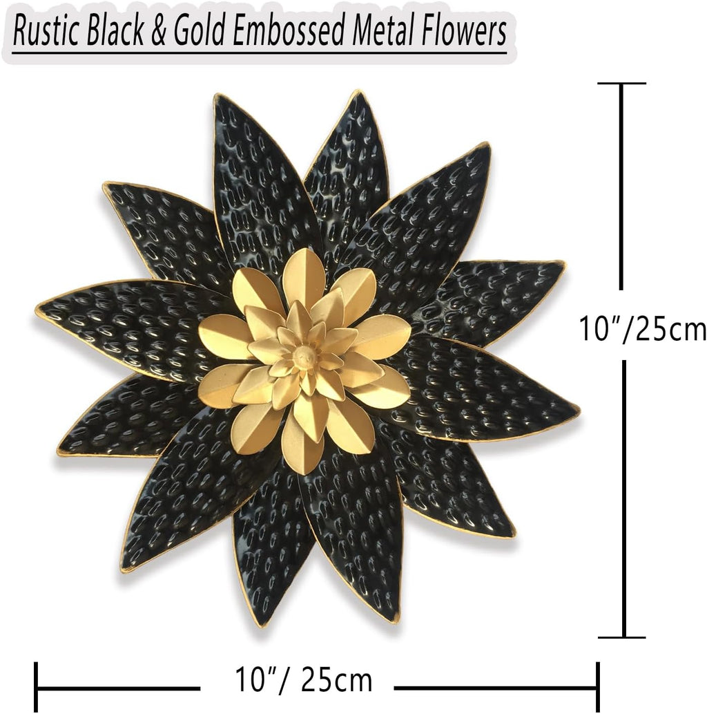 Metal Flower Wall Art Decor,10" Rustic Modern Antique Floral Sculpture, Distressed Iron Wall Hanging Home Decoration Accent Artworks for Indoor Kitchen Bedroom Living Office Outdoor Garden Patio