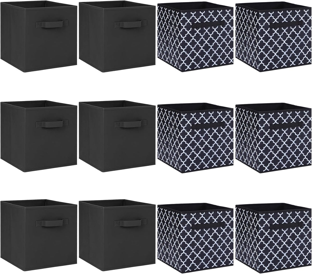 Hillban 12 Pcs Collapsible Storage Cubes with Dual Handles, Lantern Style