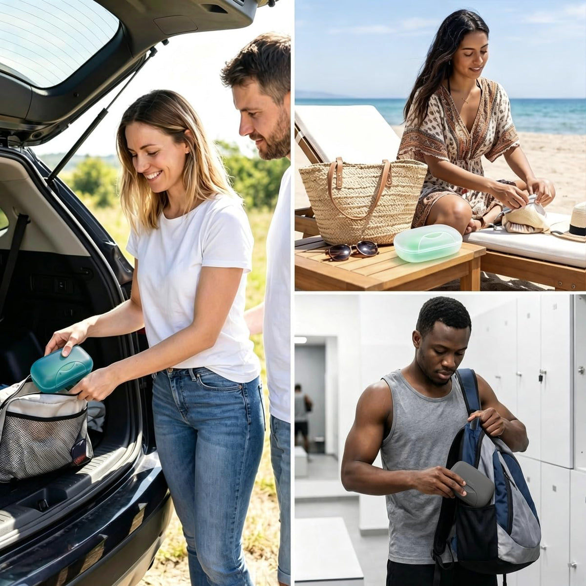 Travel Soap Holder Bar Soap Dish Shower Soap Saver Case Container Box for Bathroom Camping Gym Vonpri (Gray Without Bag)
