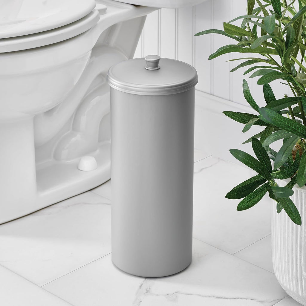 iDesign Freestanding Bathroom Toilet Paper Storage Holder, 2-Pack, Silver