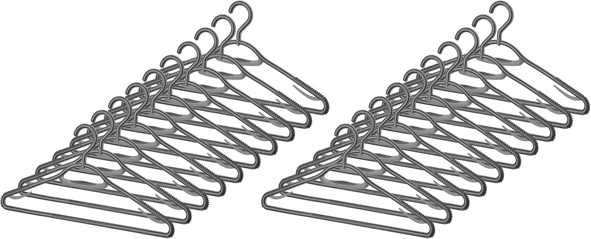 Whitmor Slim Sure-Grip Hangers with Swivel Hook - White and Gray - Set of 20
