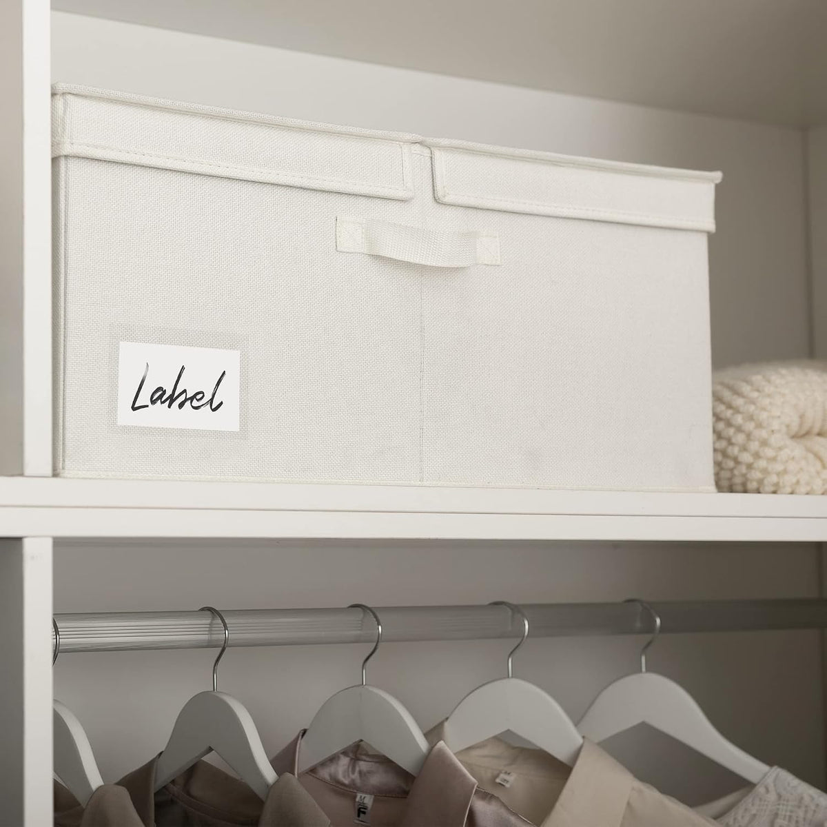 GRANNY SAYS Extra Large Storage Bins with Lids, Closet Bins, Beige