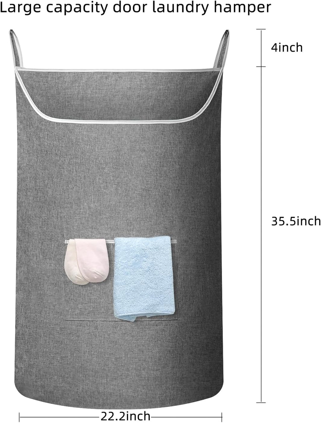 SAVERHO X-Large Door Hanging Hamper Bag,2 Pack Large Capacity Hanging Laundry Hamper Basket with Wide Opening Dirty Clothes Laundry Hamper Storage Bag Size 35X22inch(Grey-2Pack)
