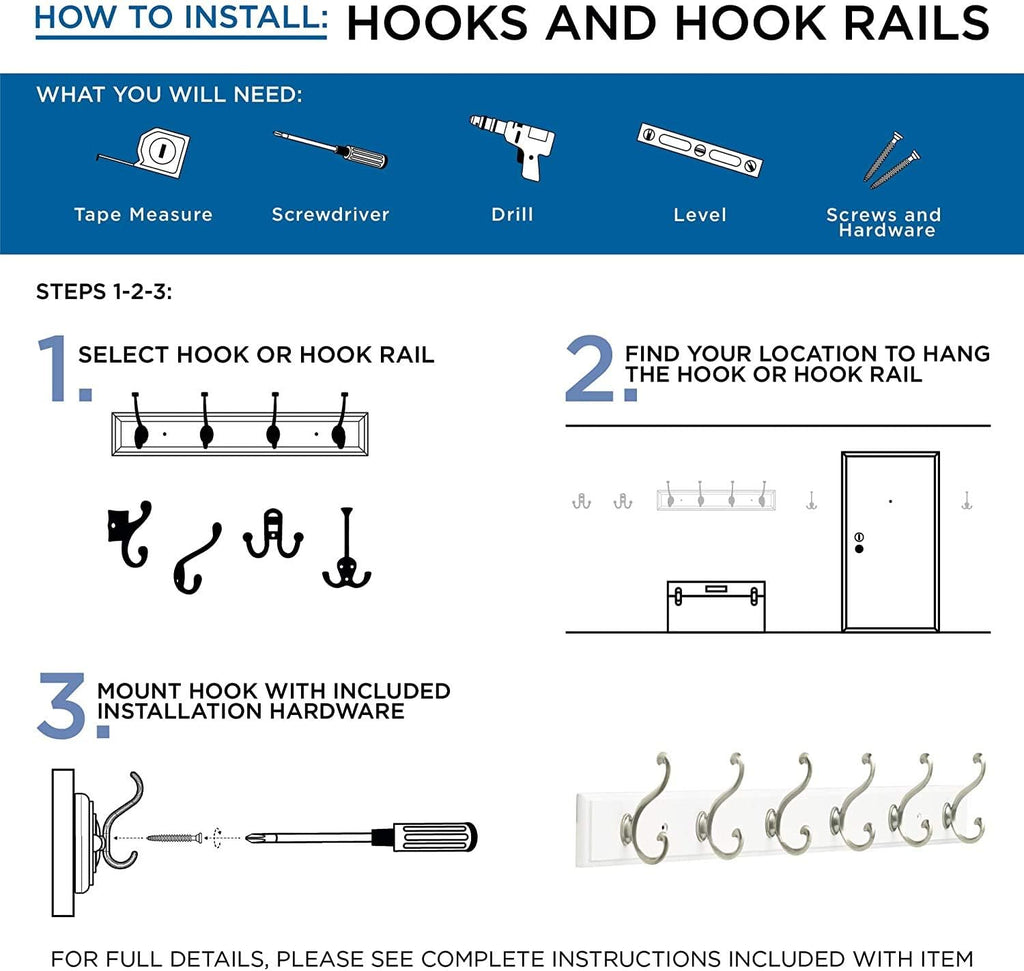 Franklin Brass Heavy Duty (5-Pack) Coat and Hat Wall Hooks Double Hooks for Hanging Matte Nickel Wall Mount Hanger Backpack, Purse, Bag, Towel Organization Decorative Wall Hooks FBCHH5-MN-C