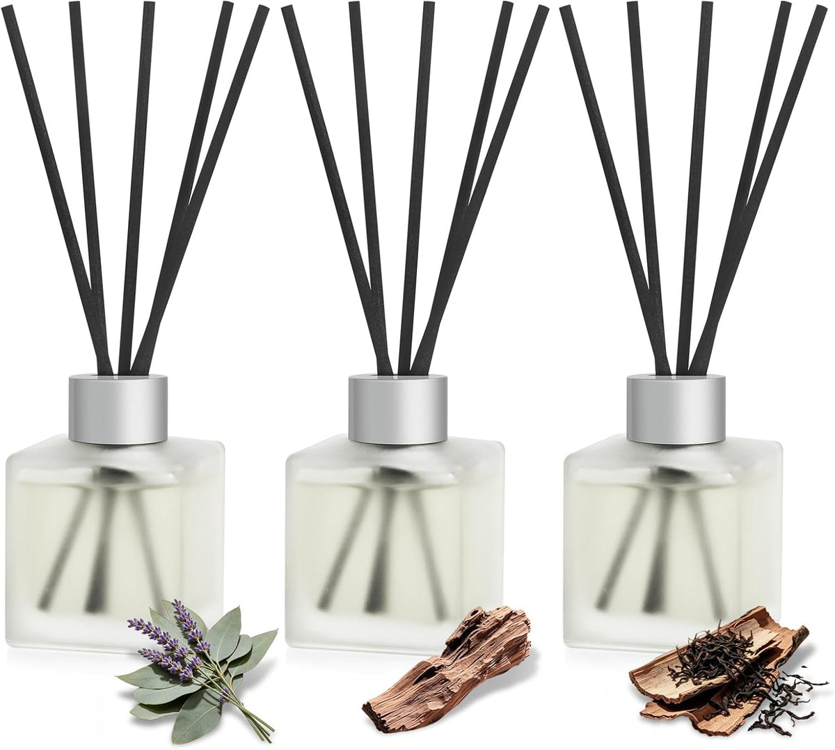 Reed Diffuser Set of 3, Long-Lasting Woody Home Fragrance