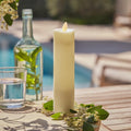 Luminara Outdoor Slim Pillar Flameless LED Candle, Ivory 2" x 8.5", Moving Flame Weather Resistant Timer Ready Battery Operated Safe Melted Edge