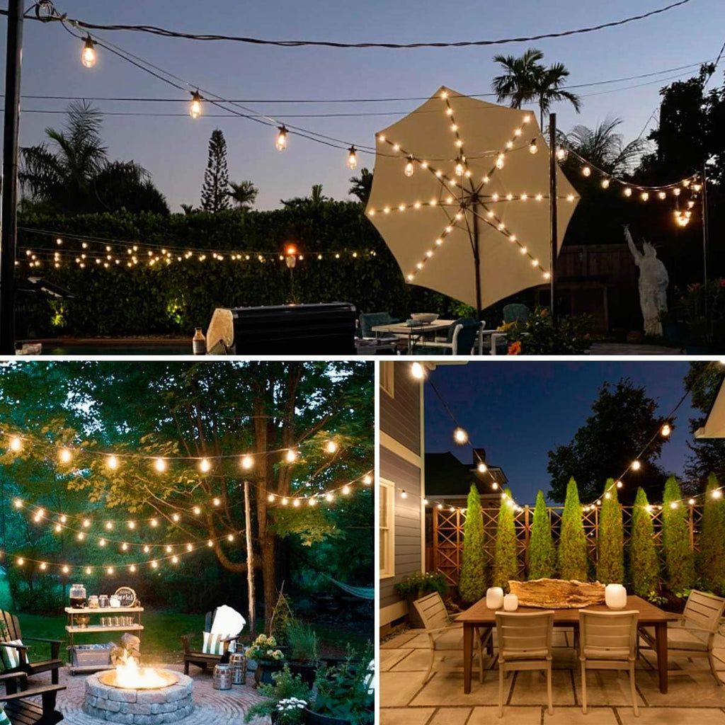 LED Outdoor String Lights 100FT Patio Lights with 33 Shatterproof Bulbs