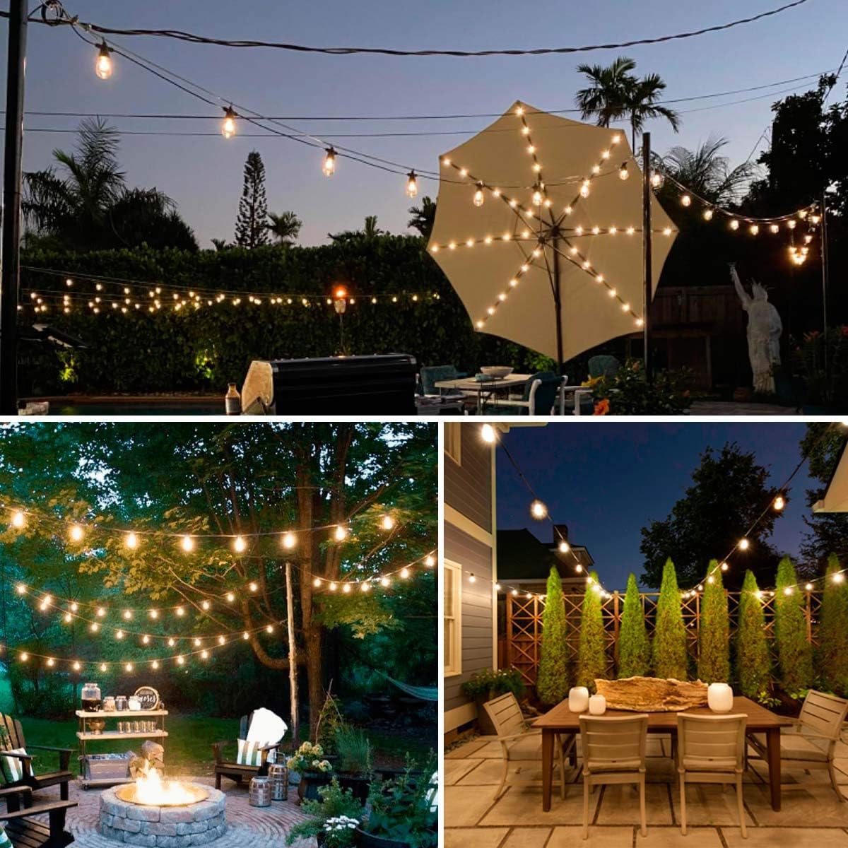 LED Outdoor String Lights 100FT Patio Lights with 33 Shatterproof Bulbs