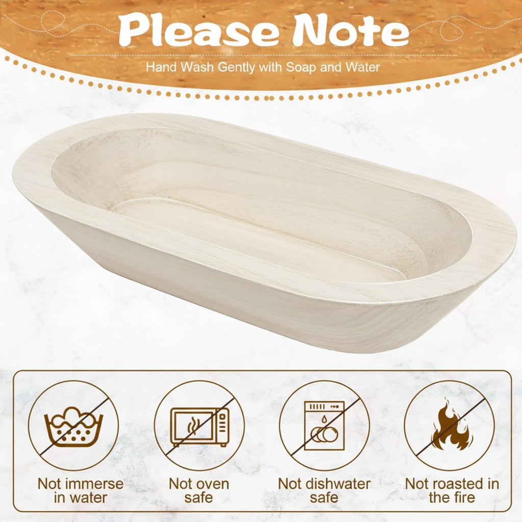 Nuogo 10 Pack 12.5 Inches Wooden Dough Bowls Bulk Rustic Bowls, White