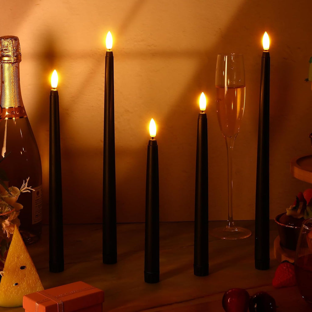 Rossesay 48 Pcs Flameless Taper Candles LED Taper Candles, Black