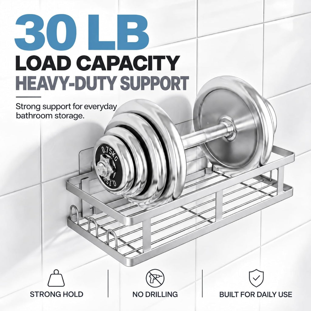 Youvip 6 Pack Shower Shelves, No Drilling Shower Organizers, Silver