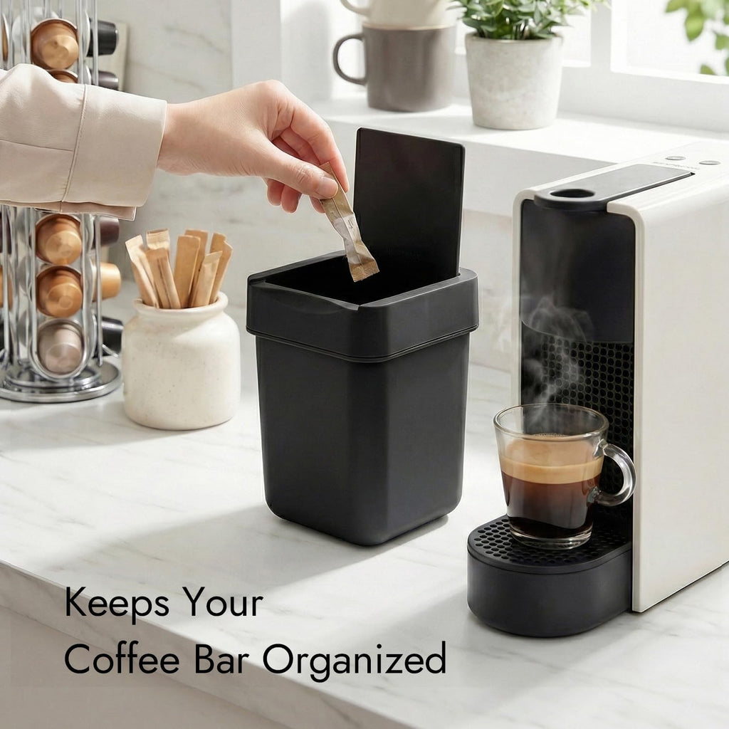 carrotez Coffee Bar Mini Trash Can, 0.5 Gal / 2L - Black