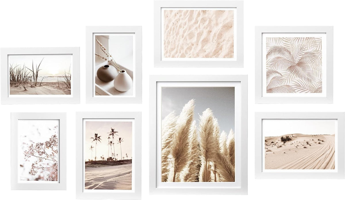 ArtbyHannah Gallery Wall Frame Set, 8 Pack White Picture Frames, Small