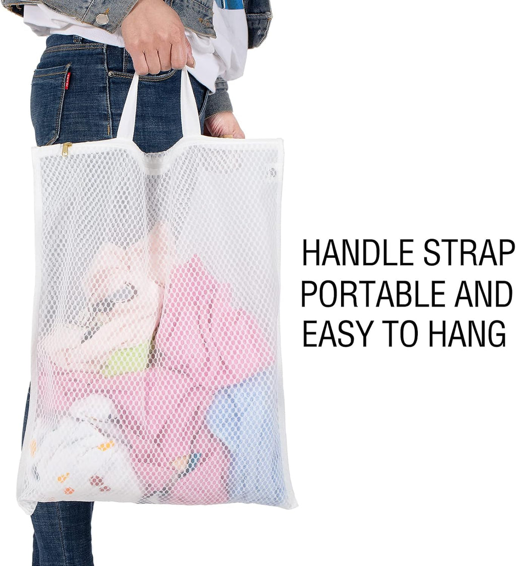 Tenrai Laundry Bag Mesh Wash Bag，Use YKK Zipper，Tote Bag Bathroom Hanging, Bra Fine Mesh Wash Bag for Underwear 3 Bags（3L Cellular Mesh）