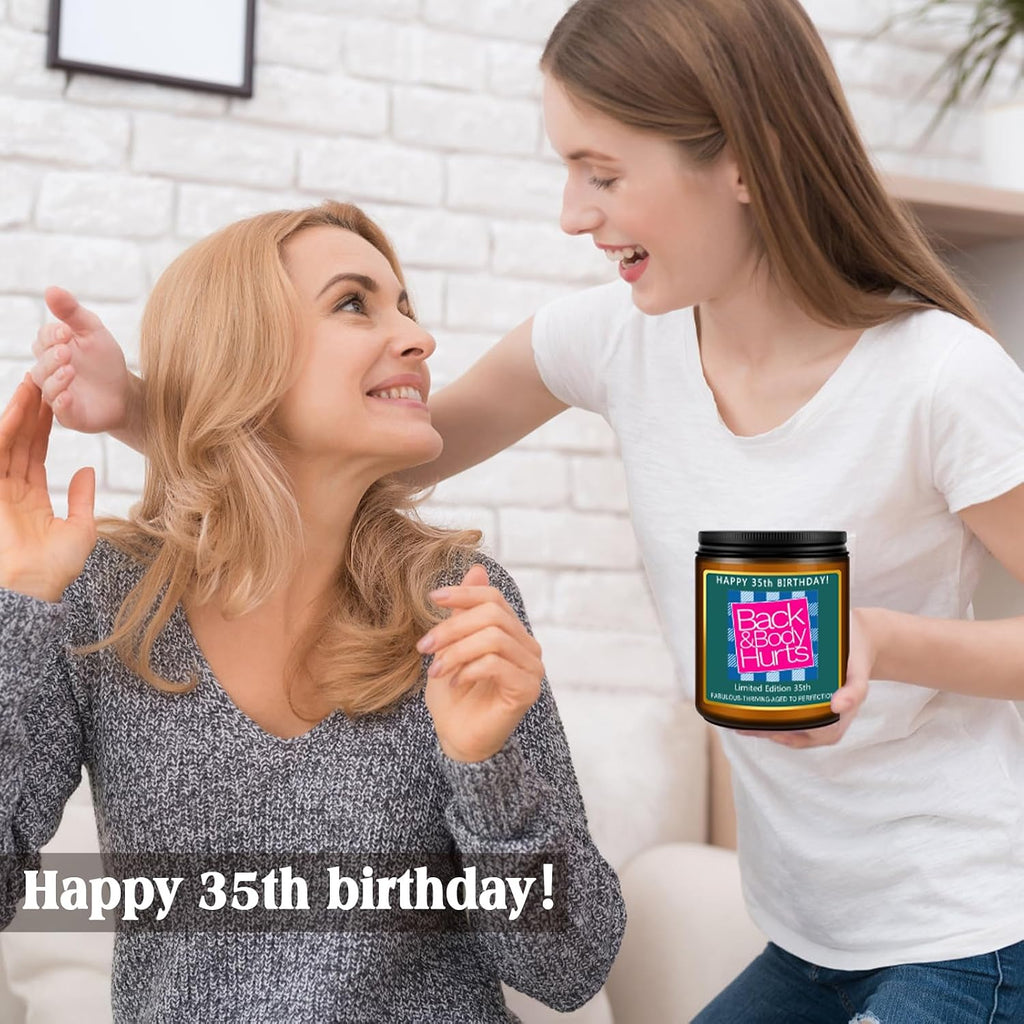 Happy 35th Birthday Gifts for Women Men - Lavender Scented Candle