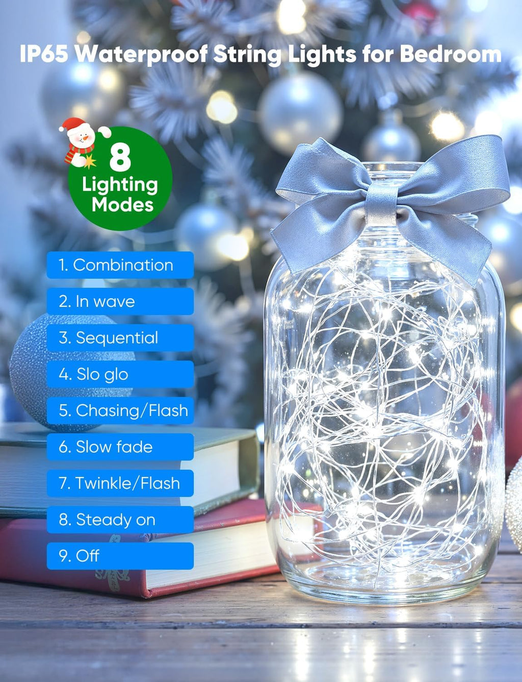 Minetom 12 Pack White Battery Operated Fairy String Lights 8 Modes