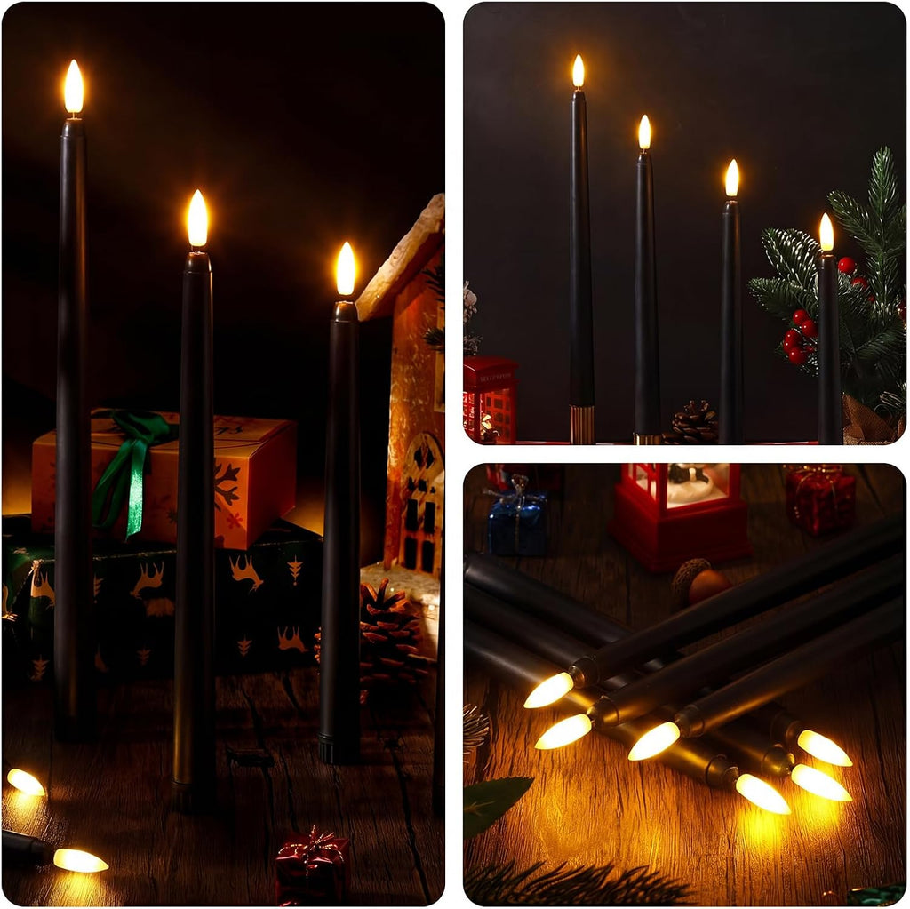 Baquler Flameless Taper Candles LED Flickering Candlesticks, Black, 40 Pcs