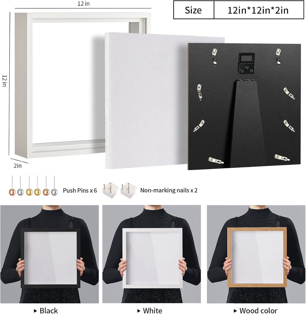 Travel Adventure Archive Shadow Box Frame with Slot, 12x12in White