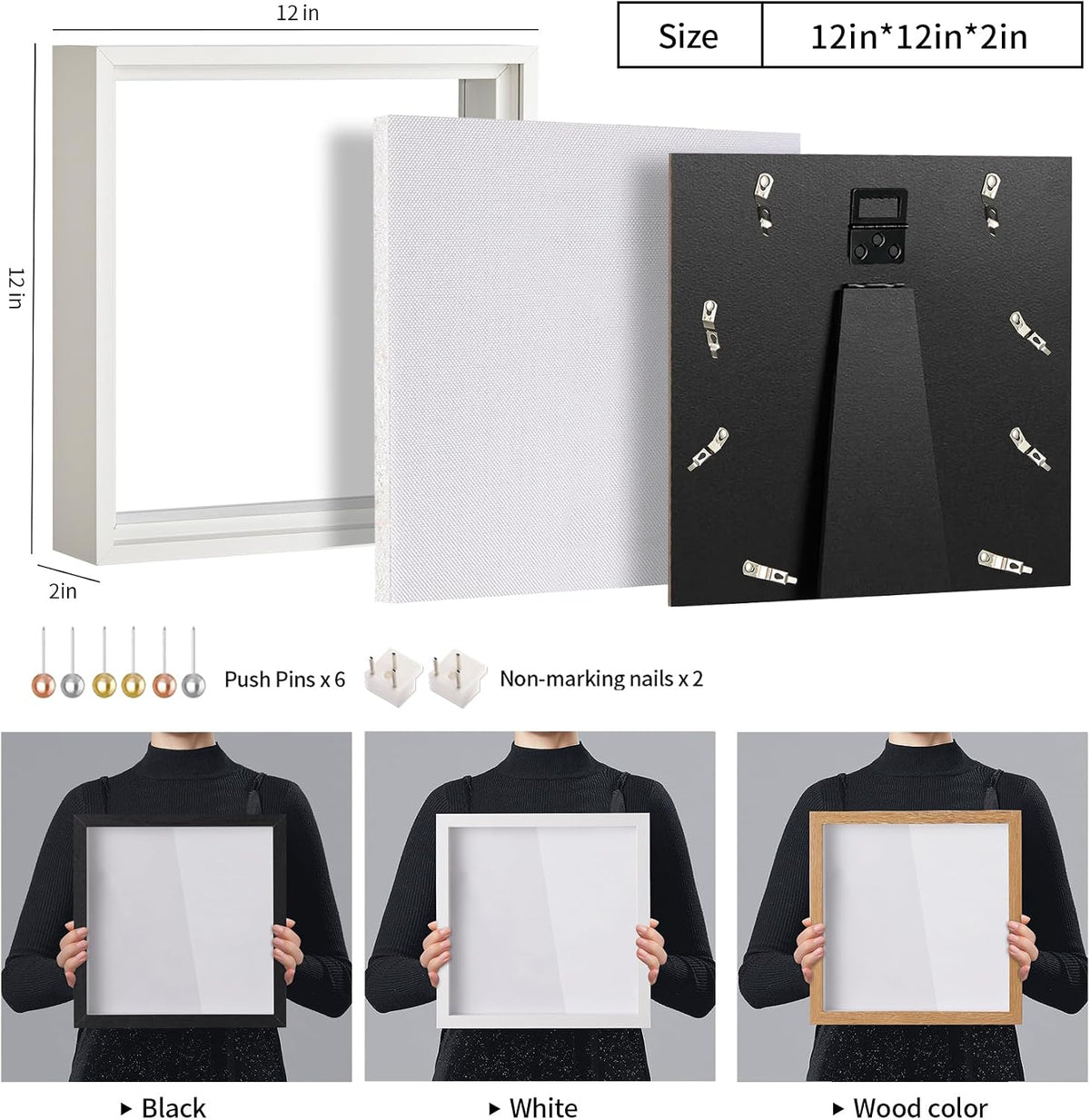 Travel Adventure Archive Shadow Box Frame with Slot, 12x12in White