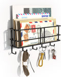 SRIWATANA Key Holder Wall Mount with 5 Hooks, Metal Mail Organizer, Black