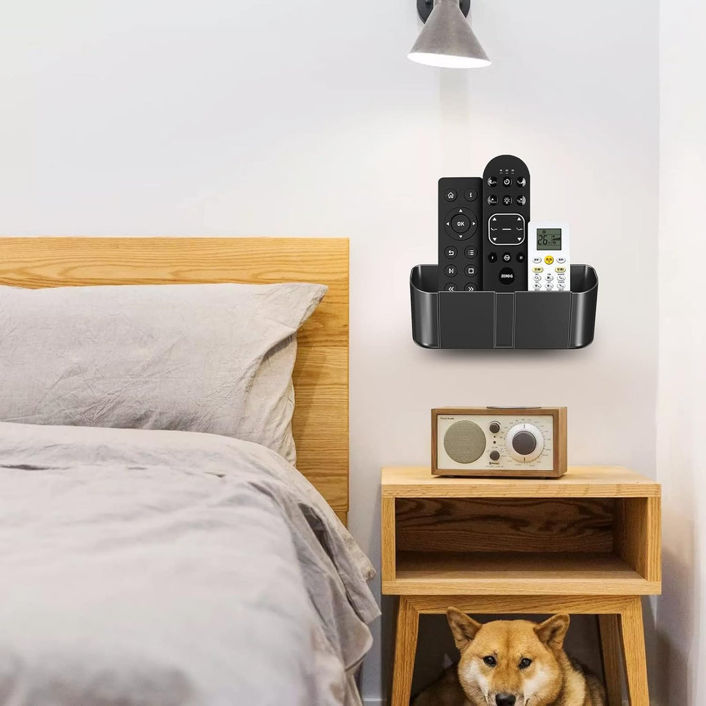 suptek Remote Control Holder Wall Mount，Hole-Free TV Remote Holder for 3 or 4 Remotes, Black, Quantity 1, S4B
