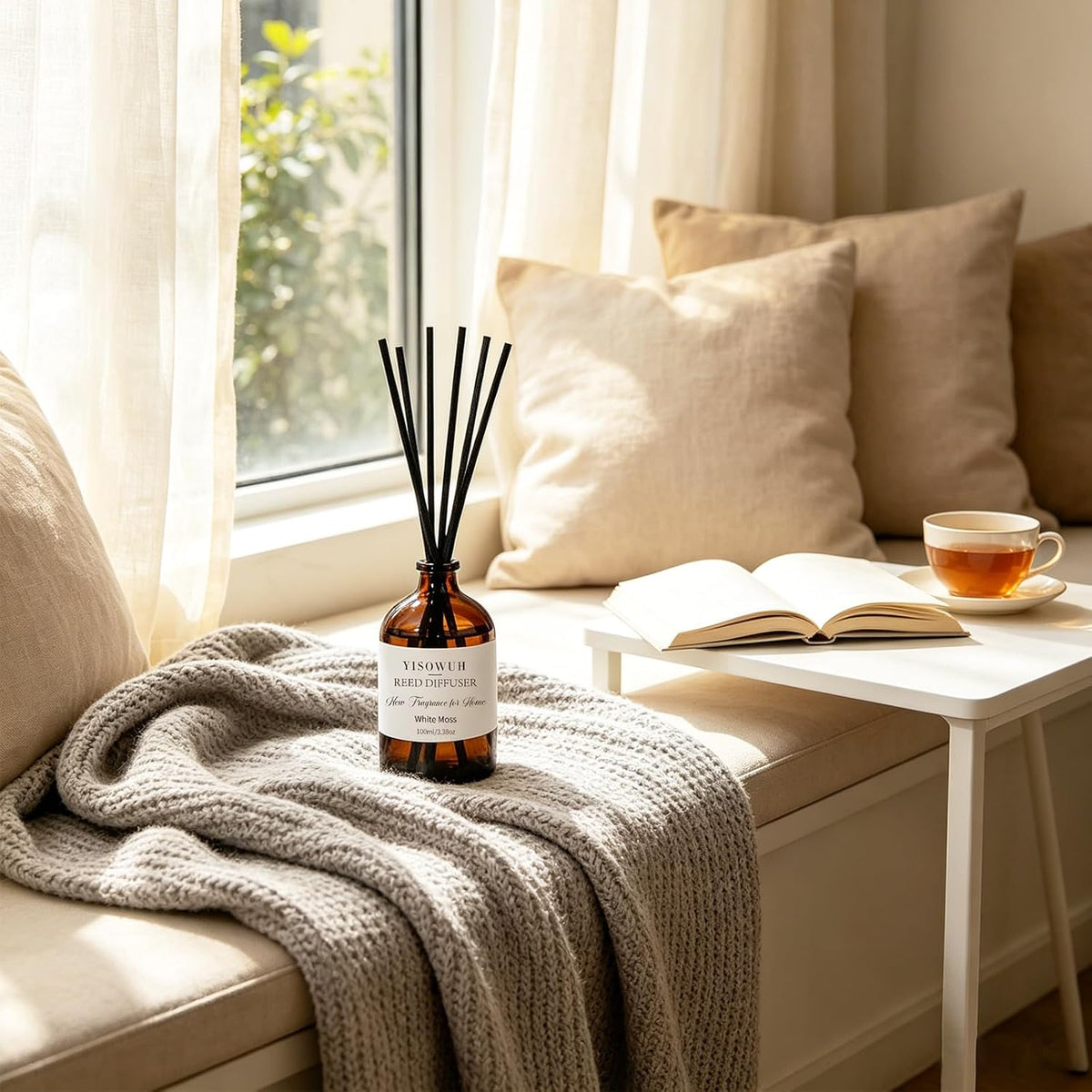 Reed Diffuser White Moss 3.38oz (100ml) Air Freshener with Sticks