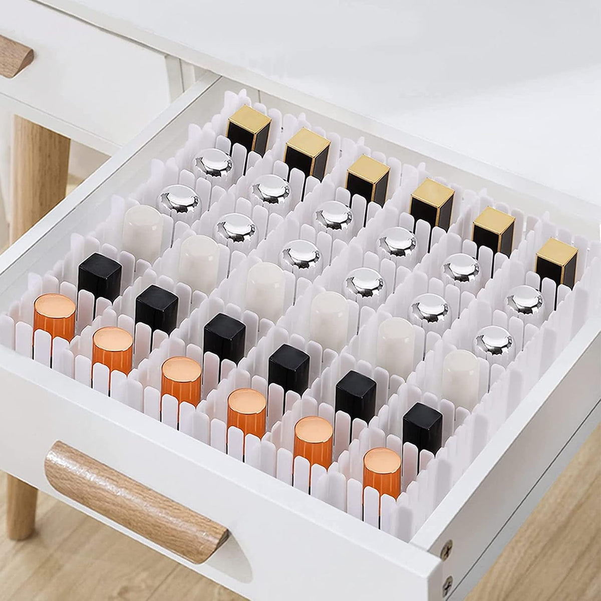 16Pcs Drawer Dividers, Adjustable Drawer Organizer for Socks, White