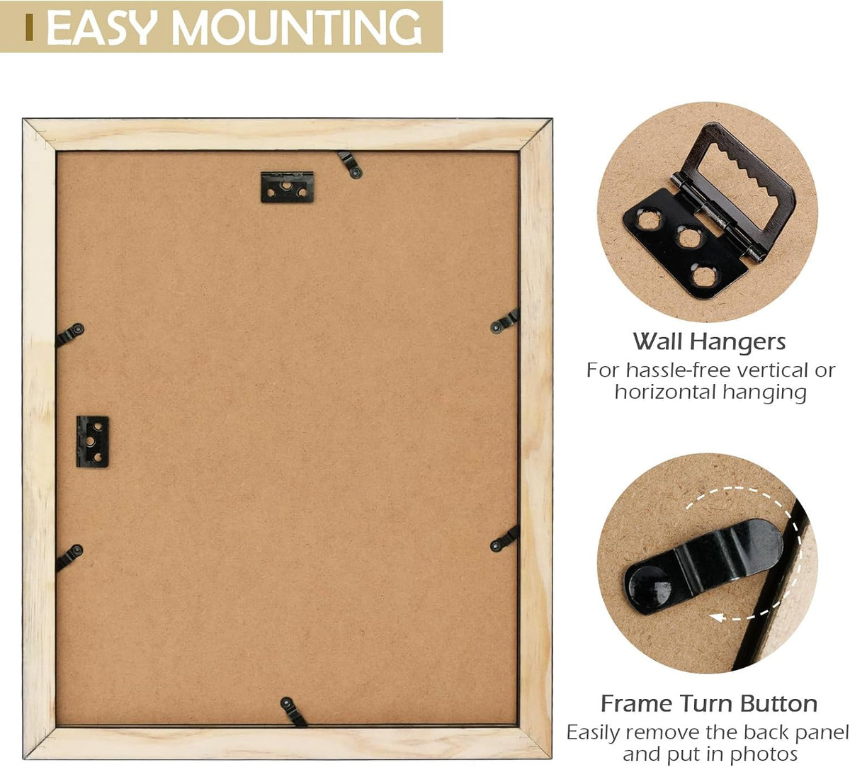 Golden State Art 11x14 White Picture Frame,Solid Wood&Real Glass,Mat 8x10