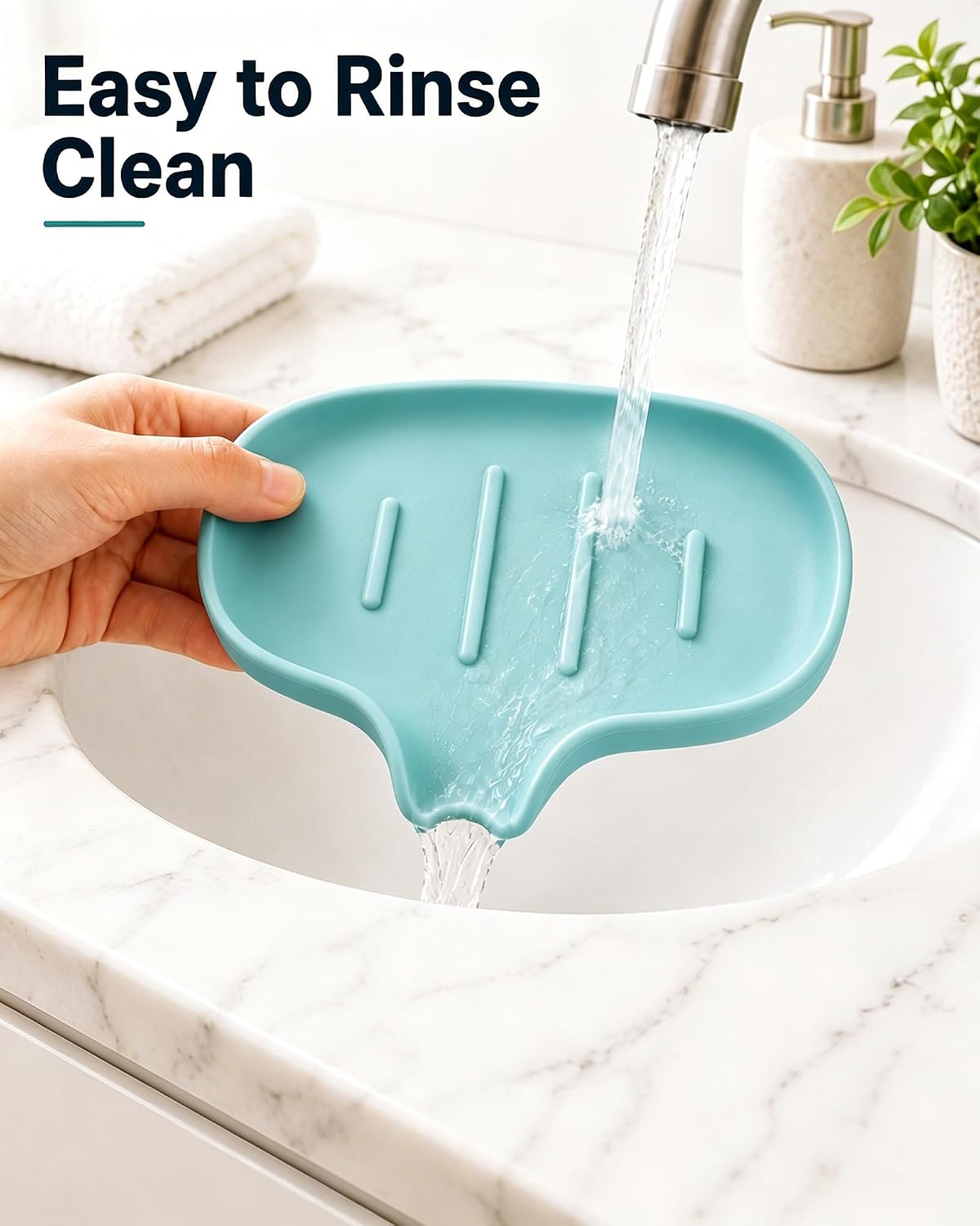 3 Pack Silicone Soap Dish for Shower, Bar Soap Holder with Drain Spout