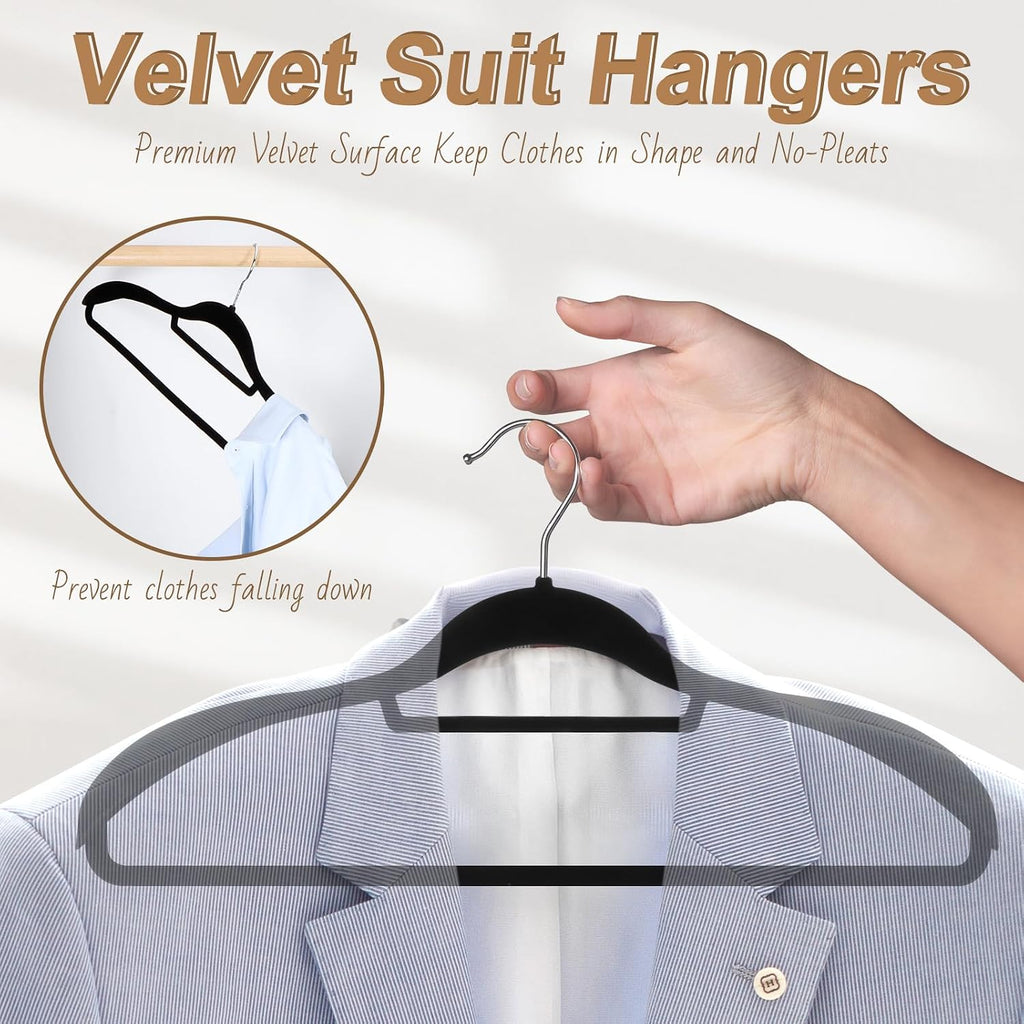 6 Pack Velvet Suit Hangers for Men with 360° Rotating Hooks