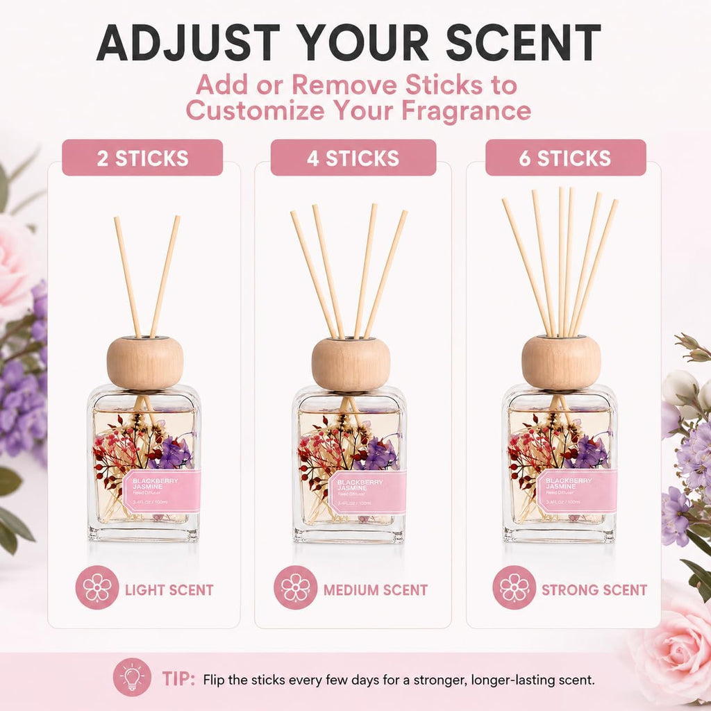 BlackBerry Jasmine Reed Diffuser, 3.4fl oz Room Diffuser Gift Box