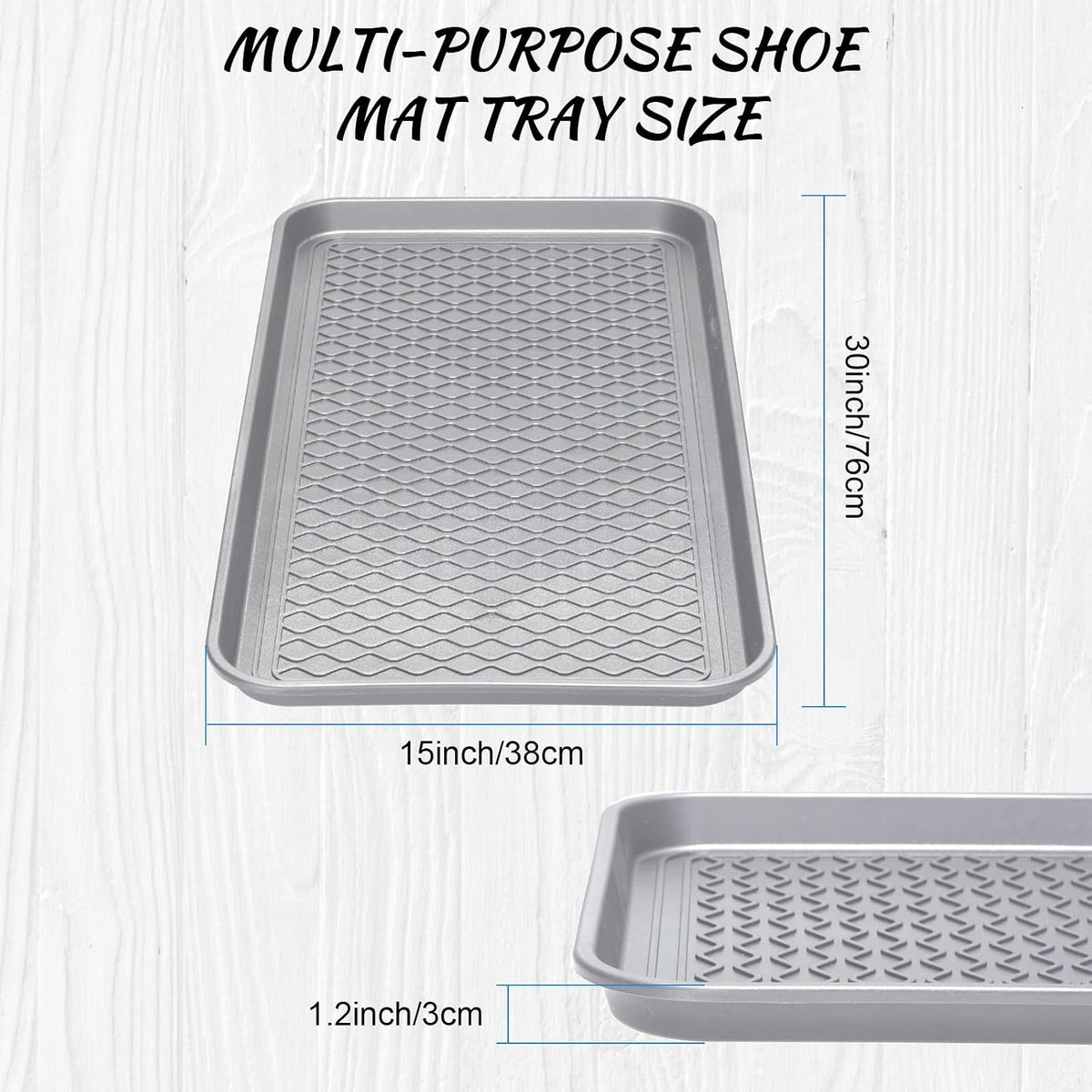 CHENGU 4 Pcs Boot Tray for Entryway Waterproof, 30 x 15 x 1.2 Inch, Grey