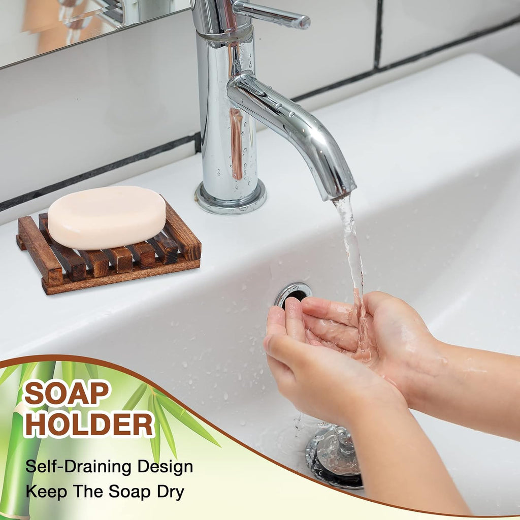 Skylety 30 Pieces Wooden Shower Soap Dish Bulk Soap Holder, Brown Color