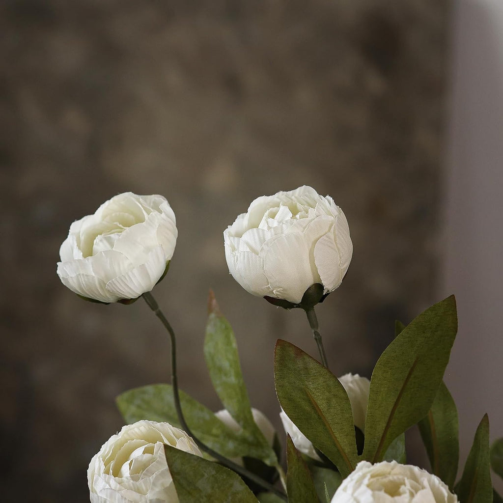 12 Pcs 27" Faux Silk Peony Artificial Flowers Stems for Vase (Cream)