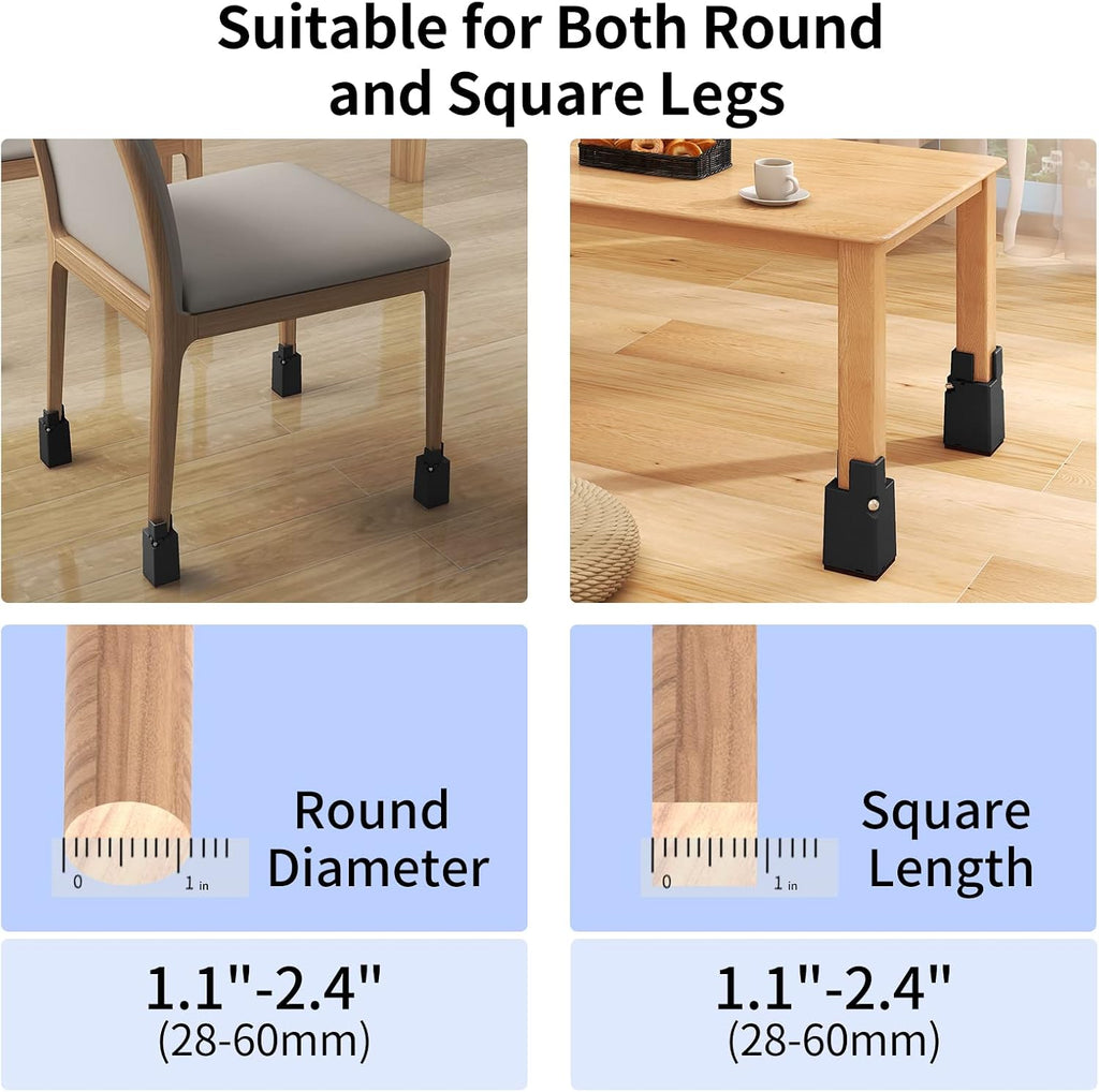 Bed Risers 4 Inch with Adjustable Screw Clamp,4 Pack Black