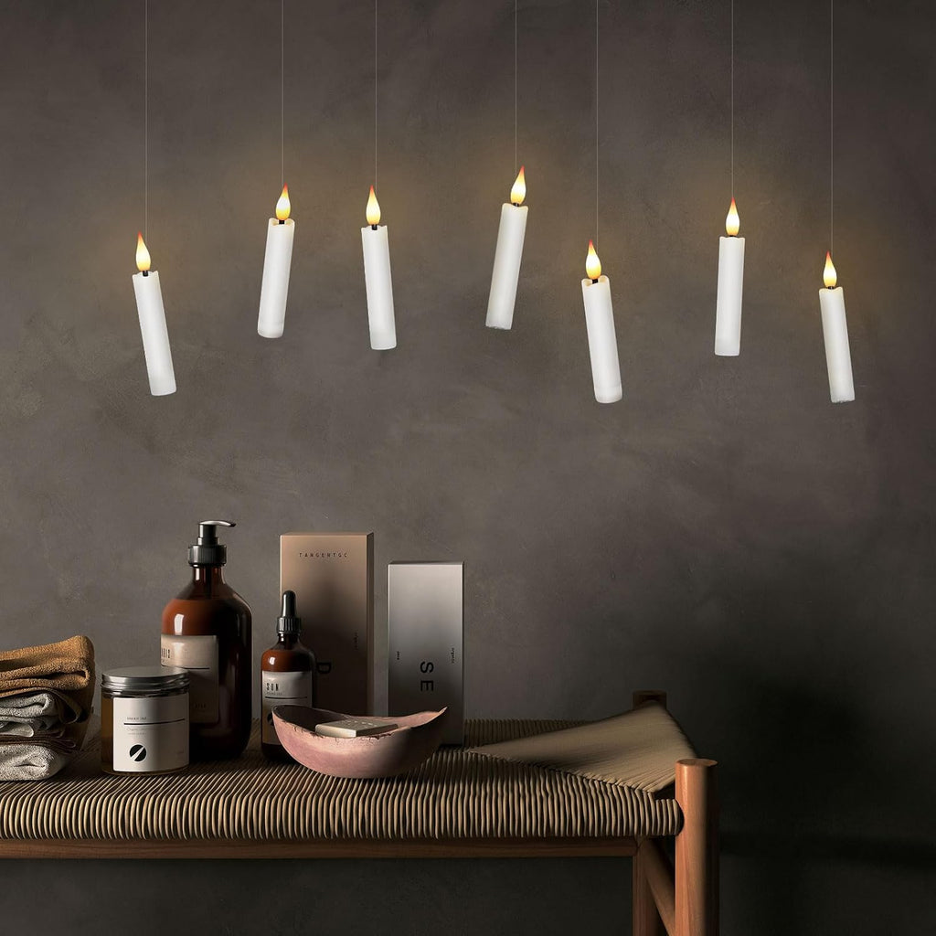 IMAGE 3.8 Inch Flameless Taper Candles with Remote, 12 Pack Battery Operated Clip On Candles for Christmas Tree, Warm White LED Candles with 3D Flickering Wick and Timer