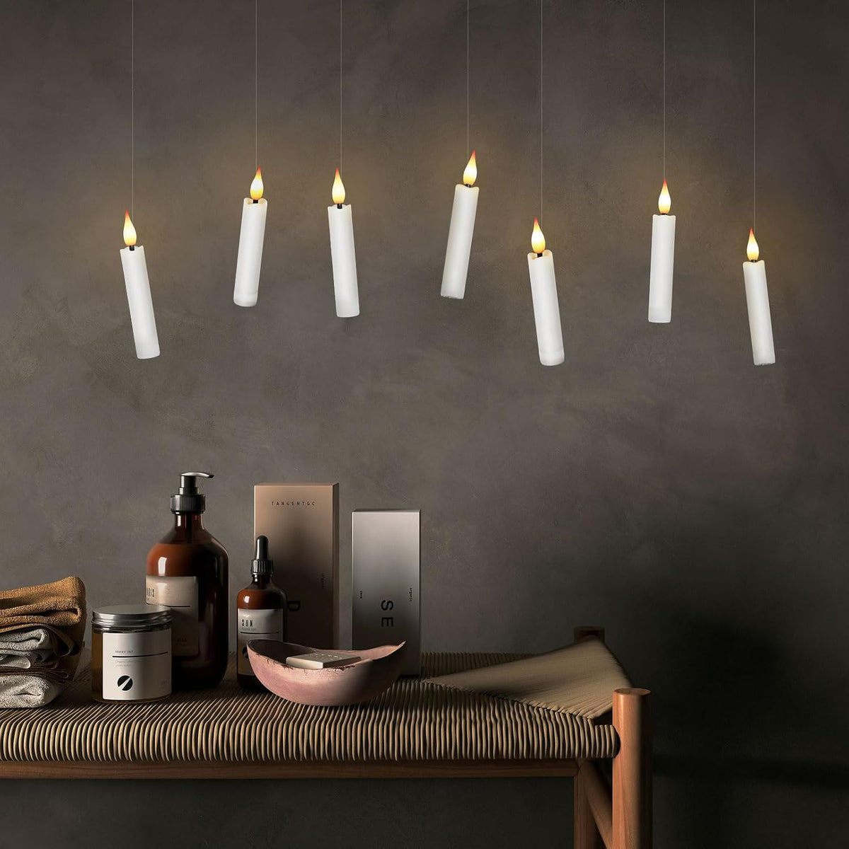IMAGE 3.8 Inch Flameless Taper Candles with Remote, 12 Pack Battery Operated Clip On Candles for Christmas Tree, Warm White LED Candles with 3D Flickering Wick and Timer