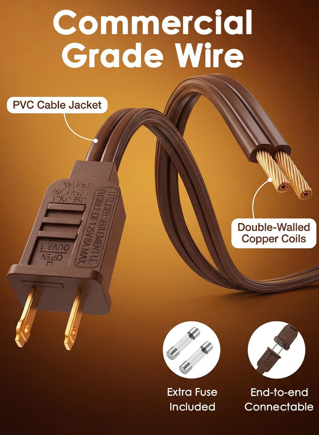 25FT G40 LED Brown Outdoor String Lights with 25 Plastic Shatterproof Bulbs