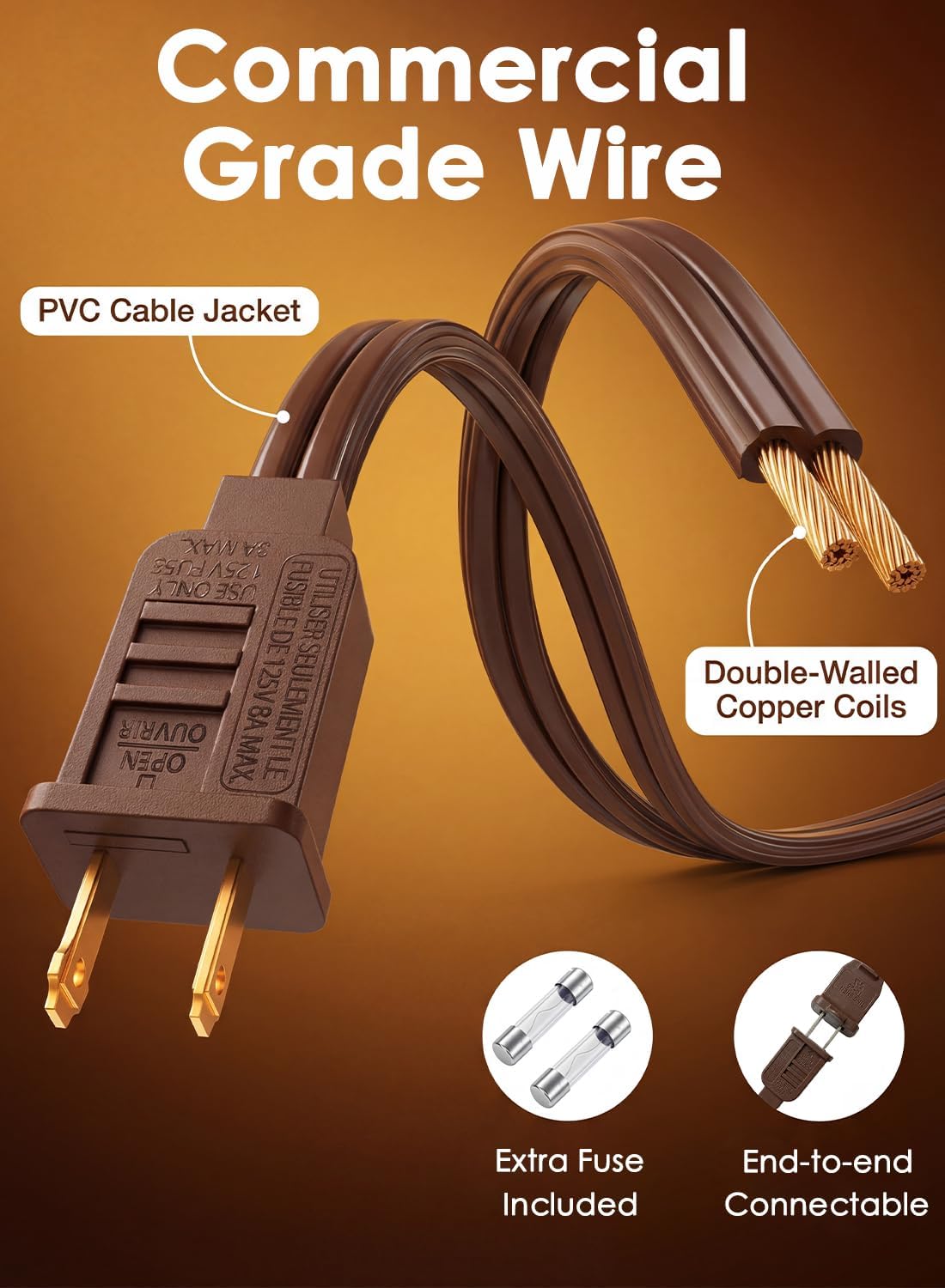 25FT G40 LED Brown Outdoor String Lights with 25 Plastic Shatterproof Bulbs