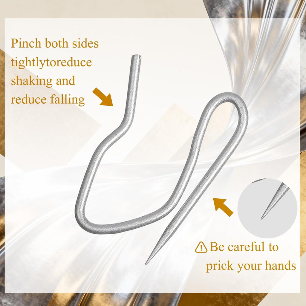 Outus 58 Pack Metal Curtain Hooks Pin-On Drapery 1.2x1,Matt Silver