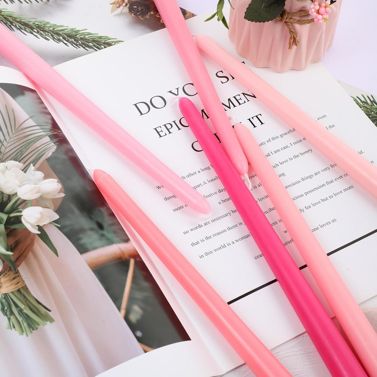12 Inch Taper Candles Set of 6 Unscented Long Burning Smokeless Long Tall Tapered Candles for Candlesticks Sticks Wedding Home Christmas Decor Dinner