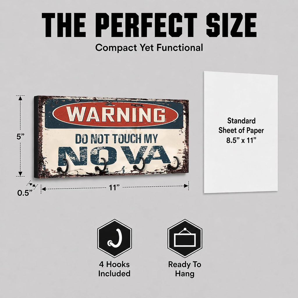 Brotherhood Compatible with Nova Warning Do Not Touch My Nova Rusty Grunge Old Antique Design Key Hanger Organizer Wall Mount Rack for Holders Home Keys Ring Decorative Hangers Decor Hook Holder