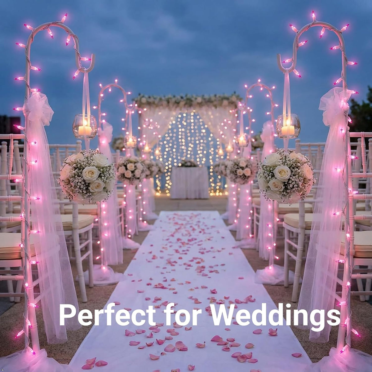 TIGOMOOV Pink Christmas String Lights 100 Count, 21ft White Wire Incandescent Mini Lights, UL Certified 120V Plug in Connectable Indoor Outdoor, Christmas Tree Valentine's Day Wedding Bedroom Decor