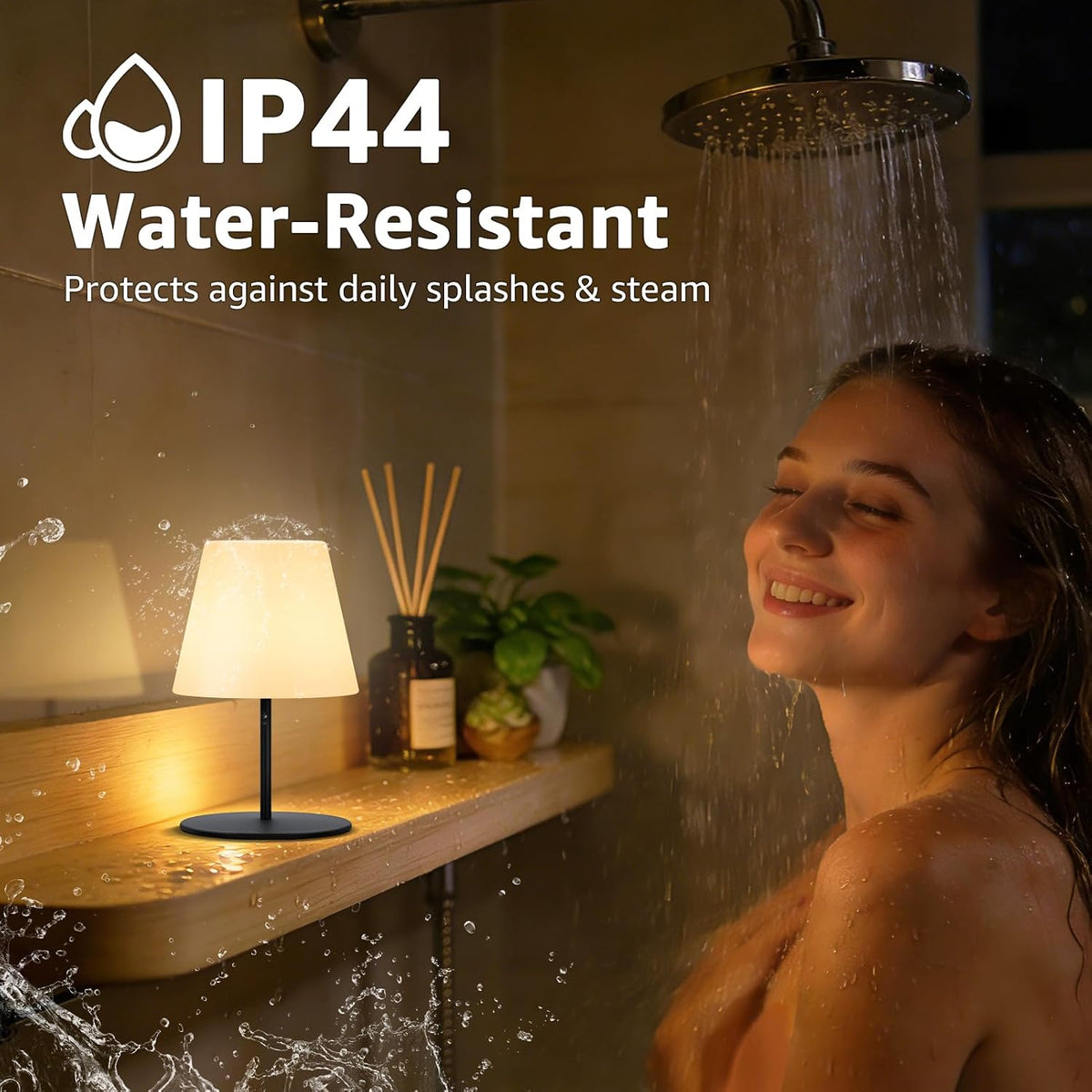 uuffoo 2 Pcs Mini Touch Shower Lamps Waterproof with 2-Step Warm White