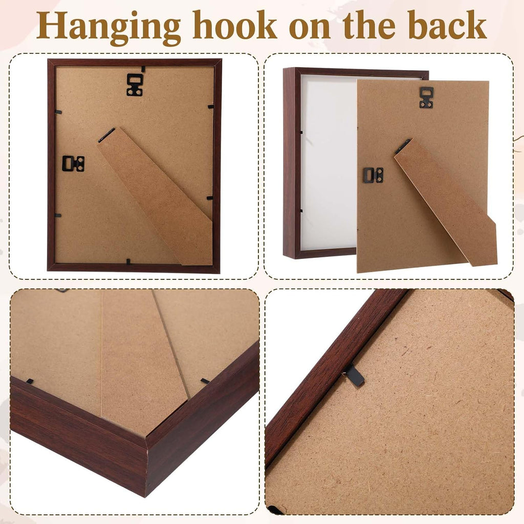 4 Pack 8x10 Shadow Box Frames, Walnut Display Case with Felt Back