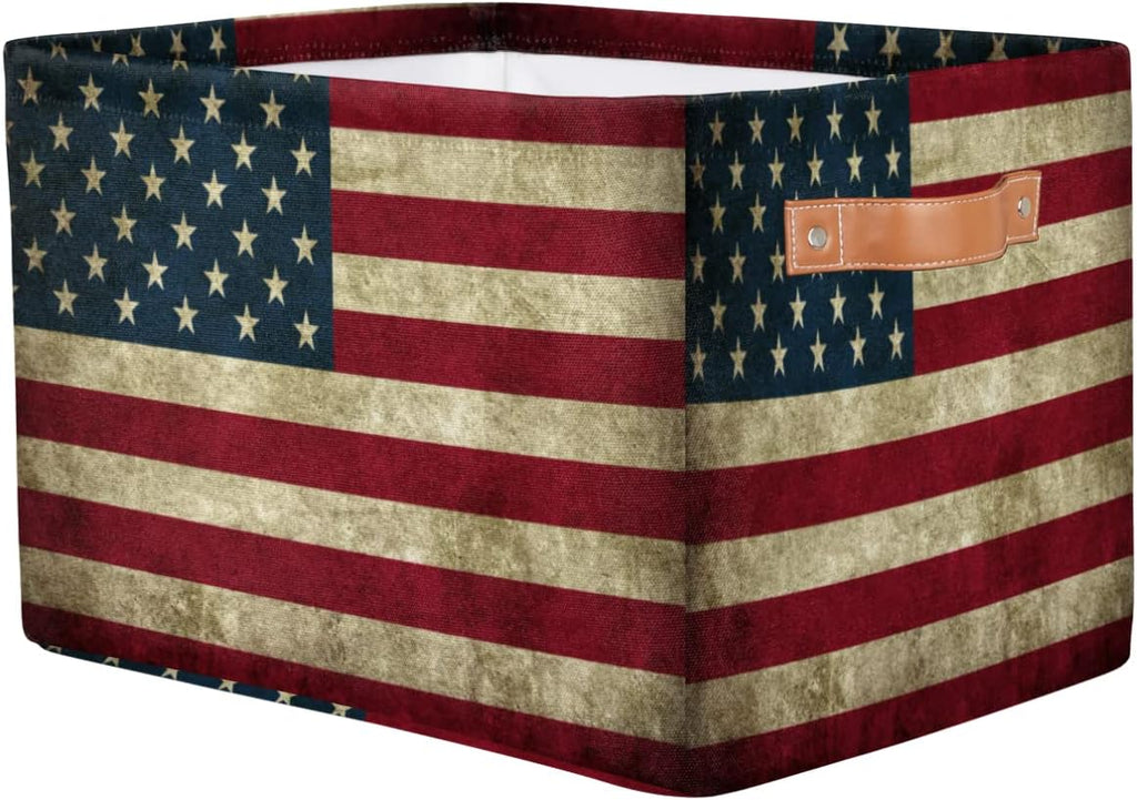 American Flag Storage Basket Protection Large Storage Bins Box with Handles