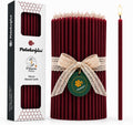 Petekoğlu 100% Natural Beeswax Candles 40 Pack Burgundy Thin Taper Candles 20 cm for Birthday Church Prayer Christmas Decor