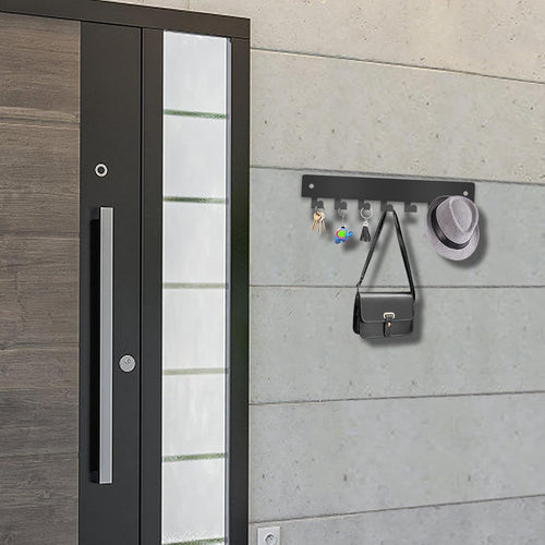 1 Pack Key Holder for Wall Adhesive Wall Mount Adhesive,Key Hooks with 7 Hooks Key Holder Wall Mount for Corridor for Living Room Kitchen Bathroom Decor, No Drilling Required(Grey), Gray
