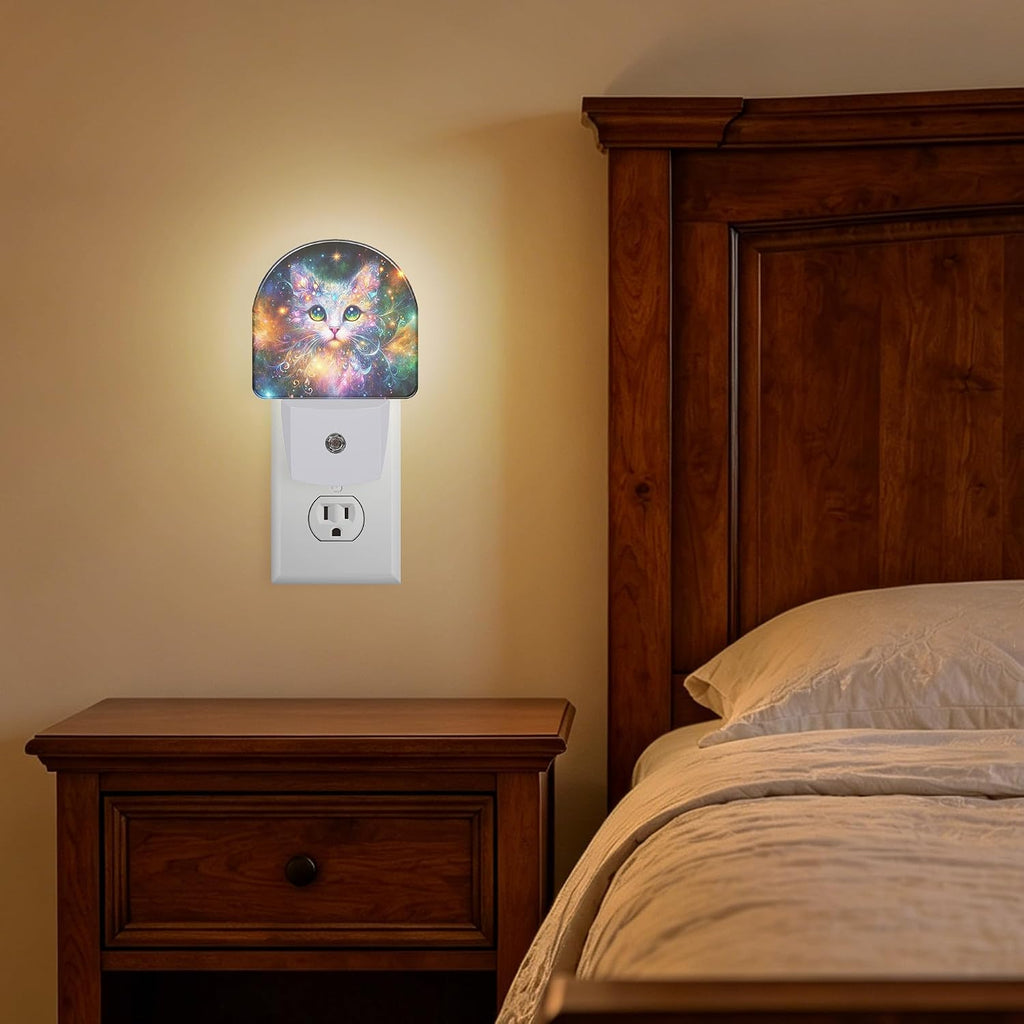 Night Lights Plug into Wall, Fabulous Cat Night Light with Dusk to Dawn Smart Sensor for Bedroom Bathroom Hallway Kitchen, Led Nightlights for Boys Girls Women Men